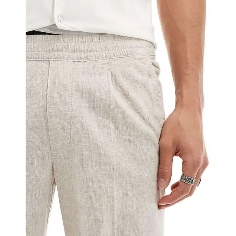 Abercrombie & Fitch Men's Linen Blend Pleated Loose Fit Pull On Pants Size XS